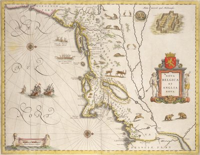 Karte von Neu-Belgien und Neu-England, veröffentlicht in Amsterdam um 1640 von Joan Blaeu